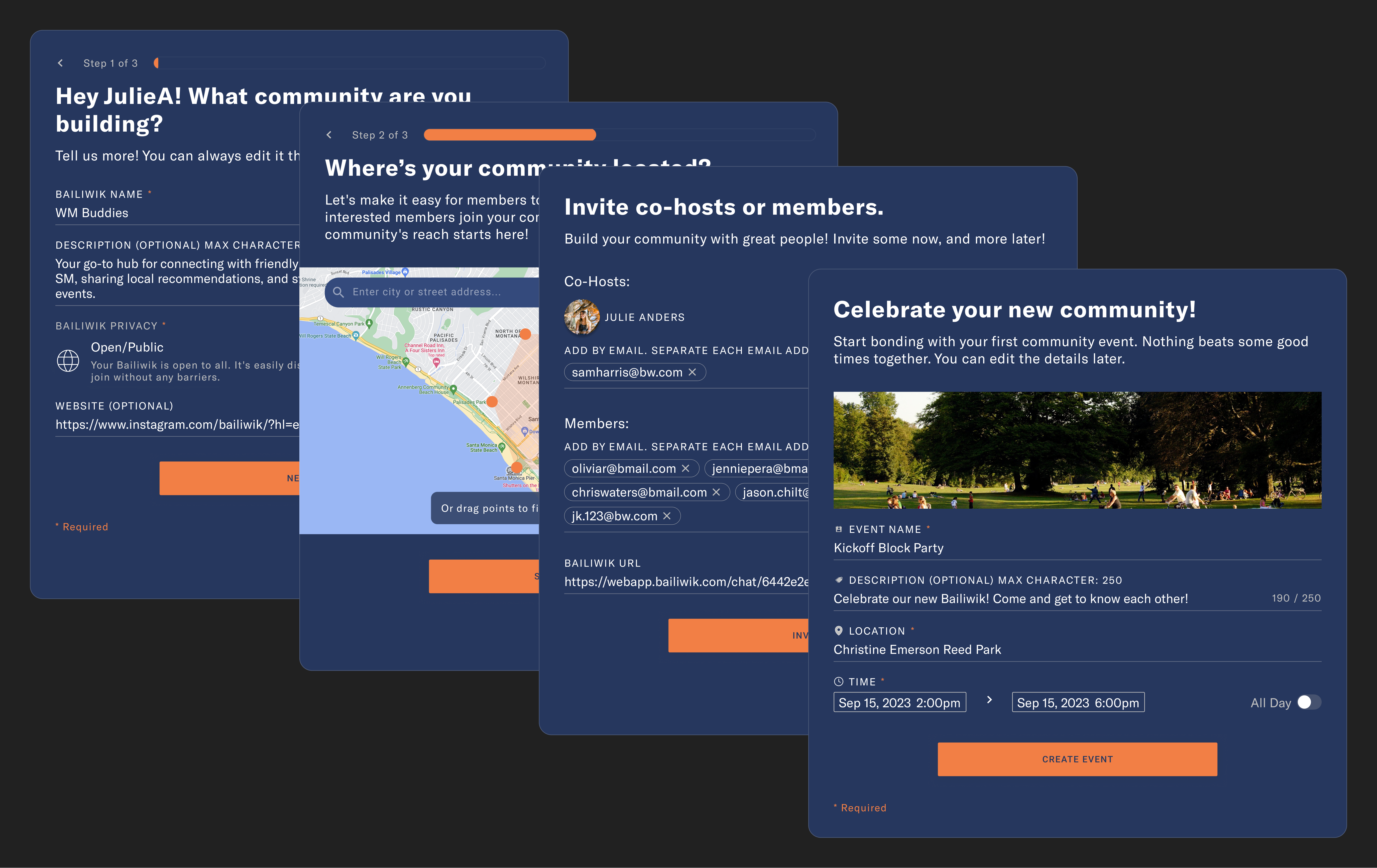 Final design of key screens for host onboarding