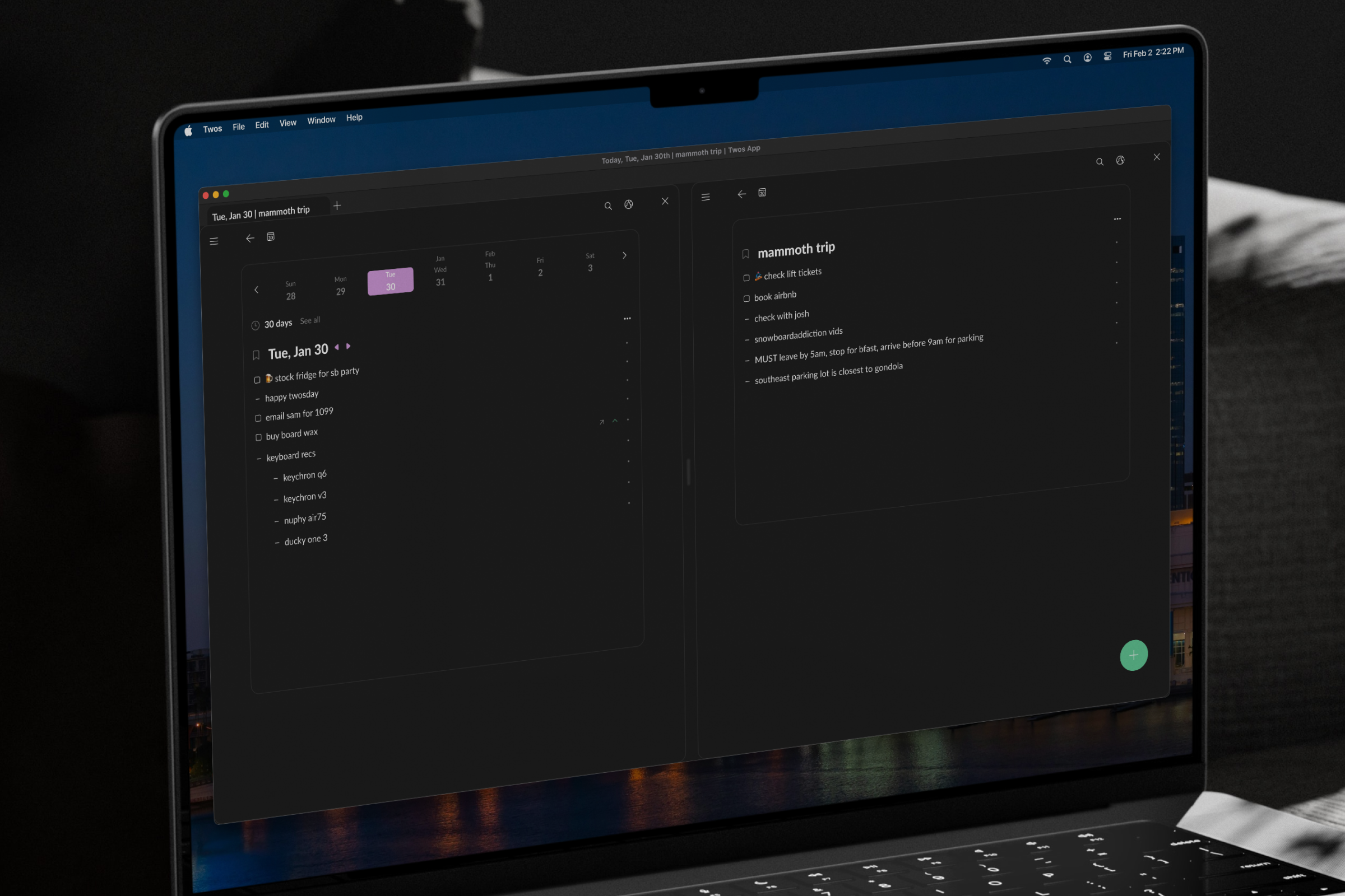 Twos MacOS app mockup
