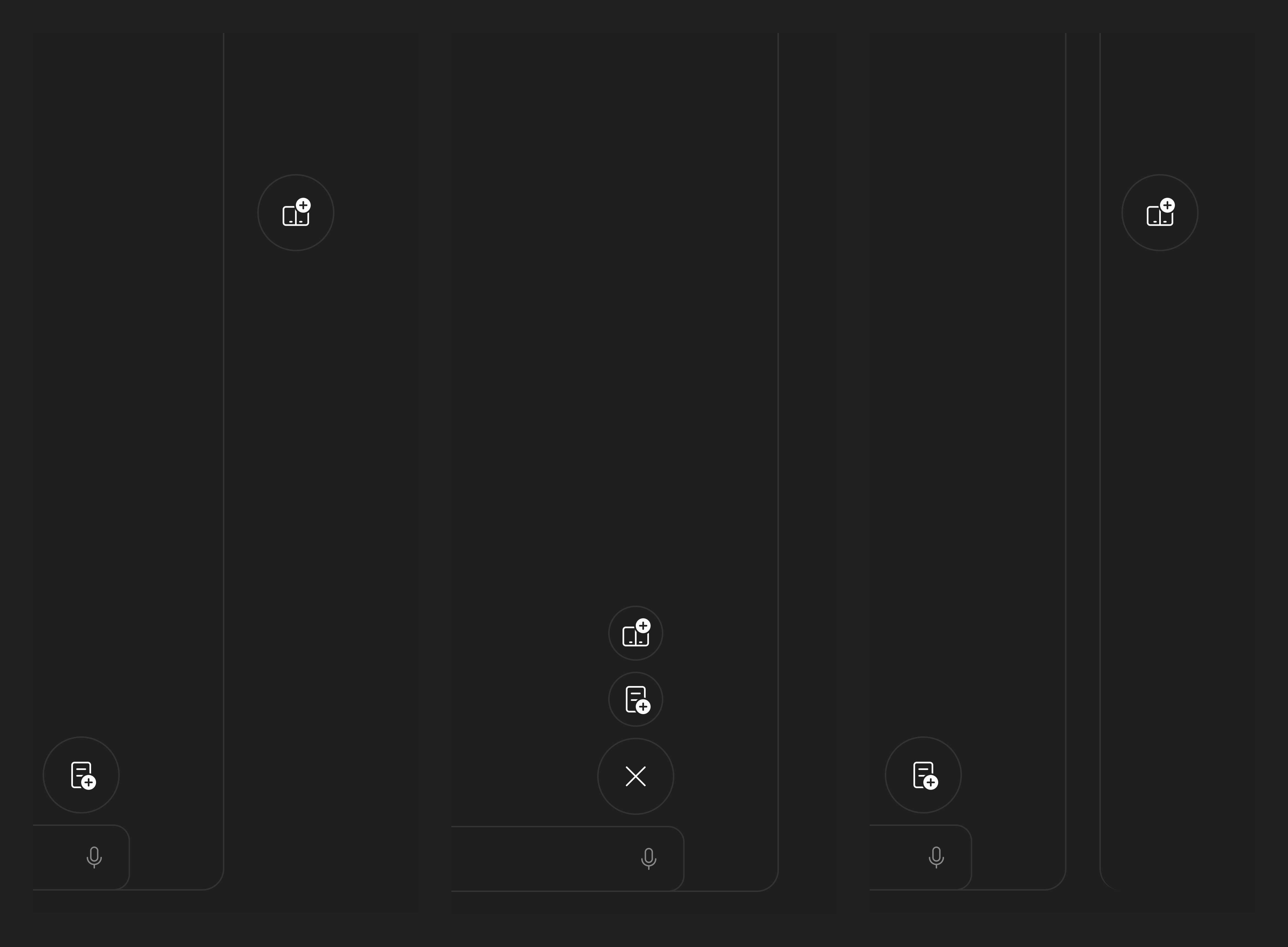 To align with Two's minimal UI, we chose the right-most FAB option with an appear-on-hover card peek